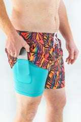 The Bay Breeze | Tropical Neon Ball Hammock® Pouch 5" Swim Trunks - Shinesty