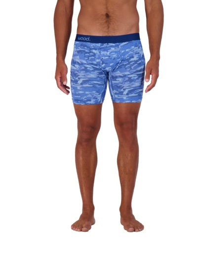 Wood Underwear blue camo biker brief w/fly