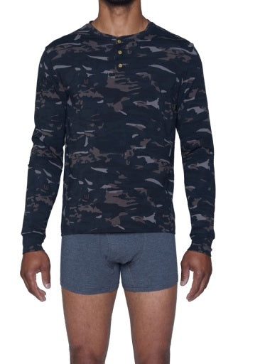 Wood Underwear forest camo long sleeve henley