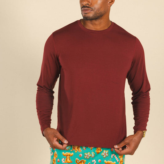 The Sommelier | Burgundy SleepDeep™ Men’s Long Sleeve Pajama Shirt