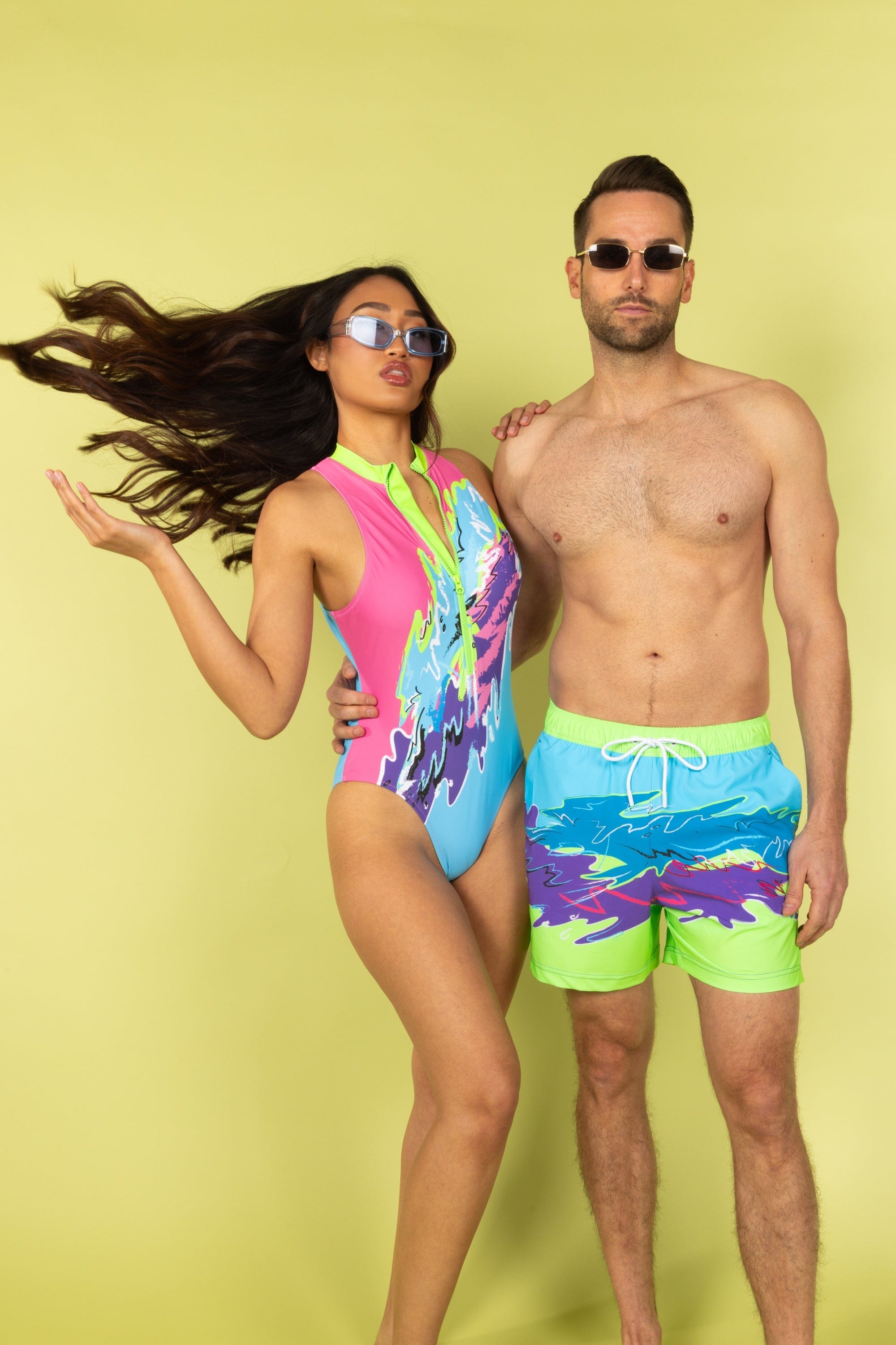 The Snack Shack | Retro Neon Ball Hammock® Pouch 5" Swim Trunks - Shinesty