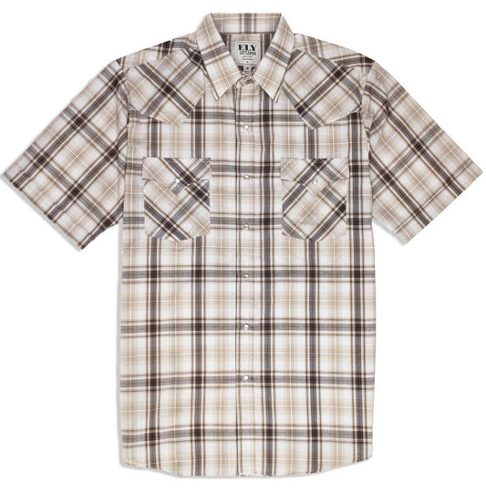 Men's Ely Cattleman Short Sleeve Plaid Western Snap Shirt