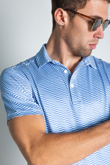 The Swim Lesson | Blue Wave Tropical Men’s Polo - Shinesty