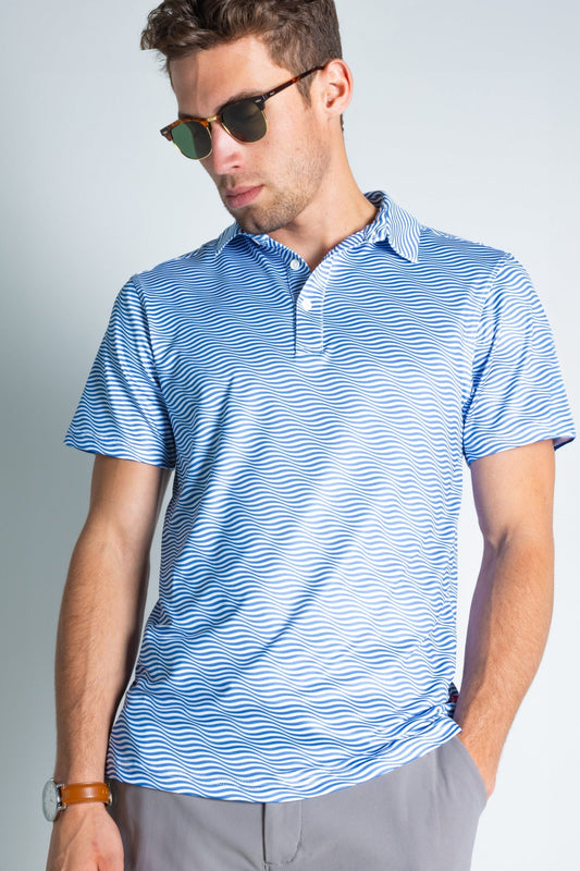 The Swim Lesson | Blue Wave Tropical Men’s Polo - Shinesty