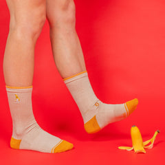 The Banana Jam | Tan and Mustard Heel Hammock™ Crew Socks