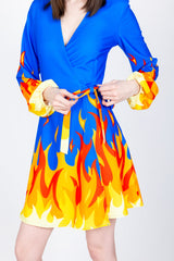 The Blaze Of Glory | Flames Wrap Dress