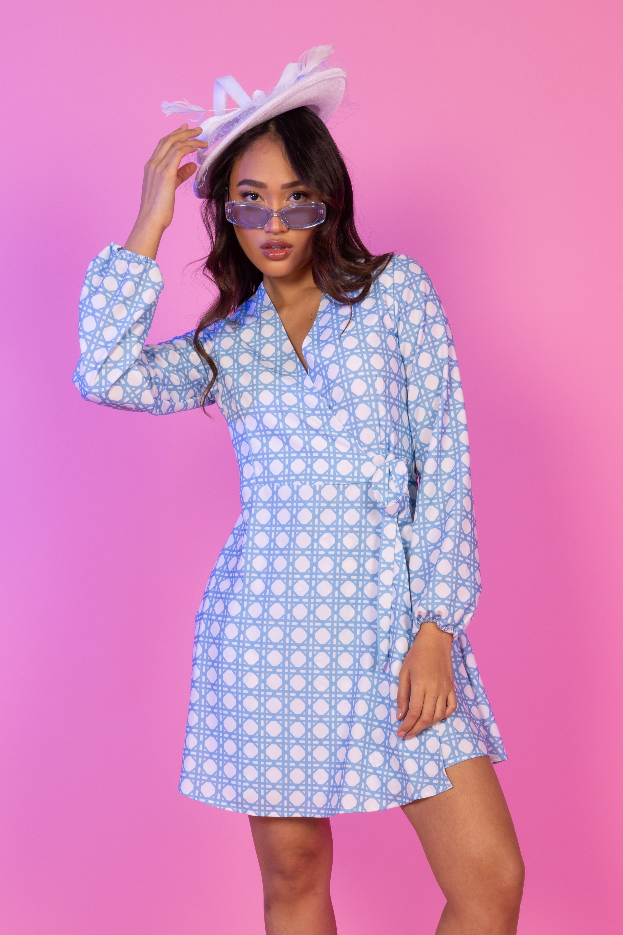 The Porch Swing | Light Blue Caned Wicker Wrap Dress