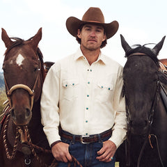 Stetson Turquoise Snap Western Denim Shirt