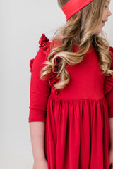 Red 3/4 Ruffle Twirl Dress - Mila & Rose ®