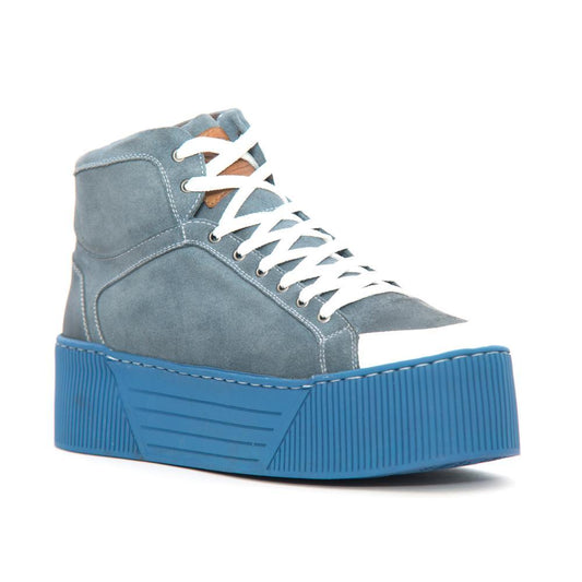 Sandro Moscoloni Aon Leather Platform Sneakers Blue - Flyclothing LLC