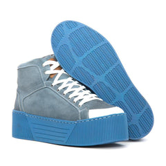 Sandro Moscoloni Aon Leather Platform Sneakers Blue - Flyclothing LLC