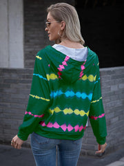 Tie Dye Raglan Sleeve Hoodie - Trendsi