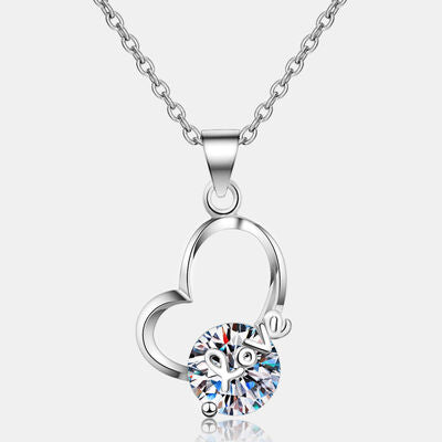 2 Carat Moissanite Heart 925 Sterling Silver Necklace - Flyclothing LLC