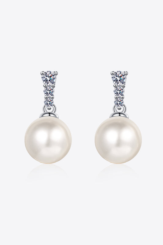 Moissanite Pearl Drop Earrings - Flyclothing LLC