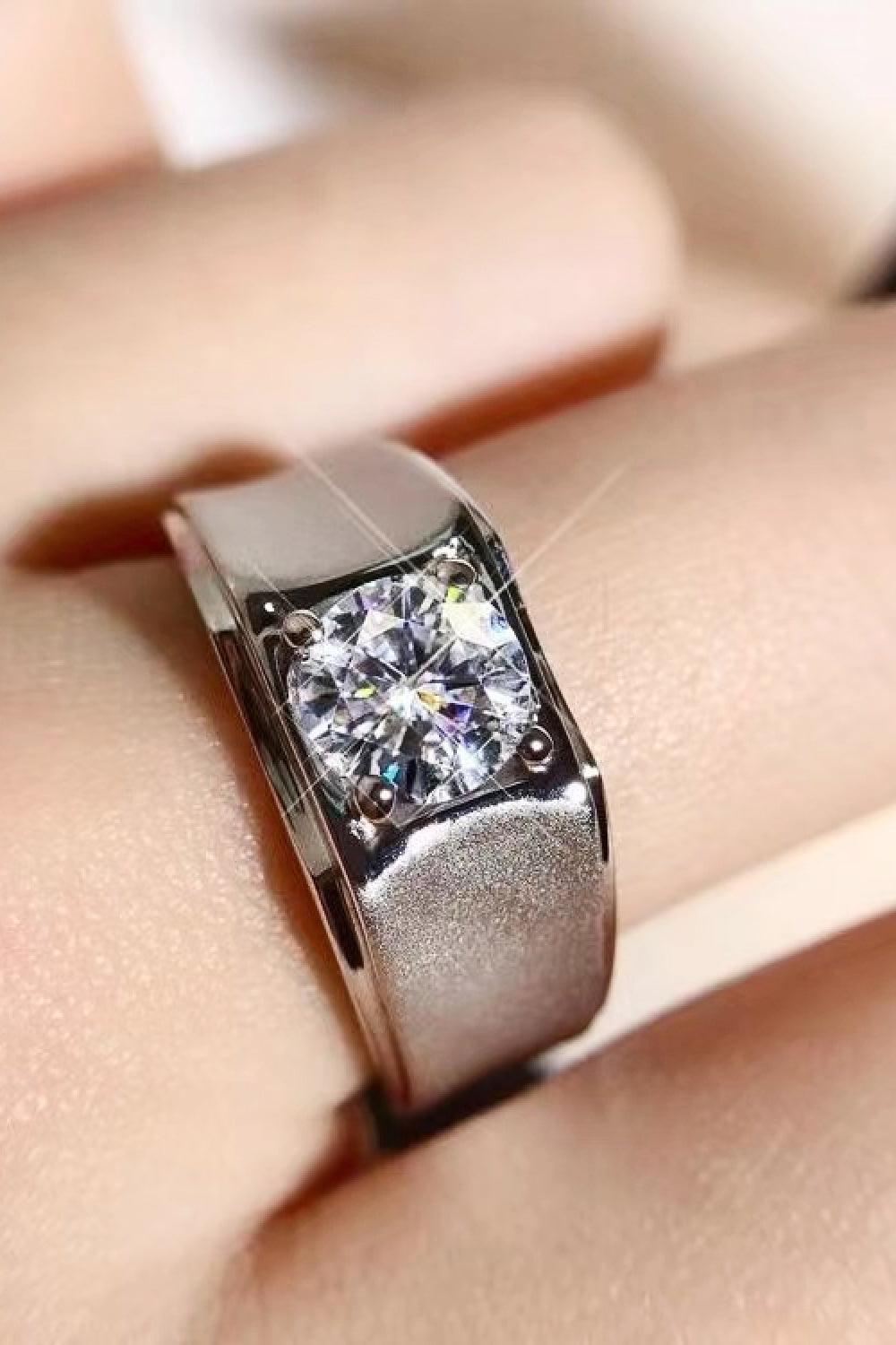 1 Carat Moissanite Wide Band Ring - Flyclothing LLC