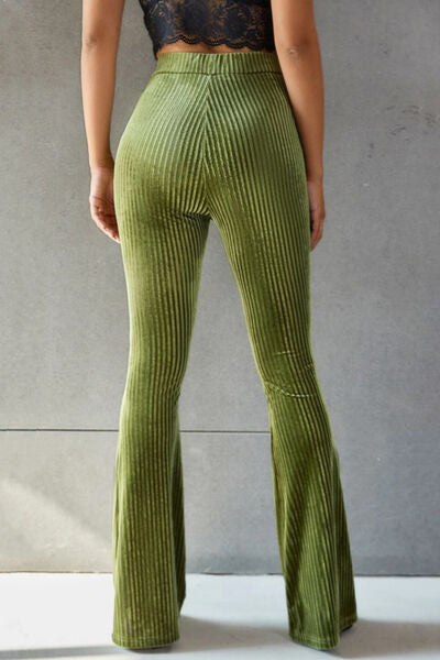 Ribbed High Waist Flare Pants - Flyclothing LLC