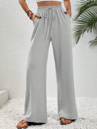 Wide Leg Drawstring Pants - Flyclothing LLC