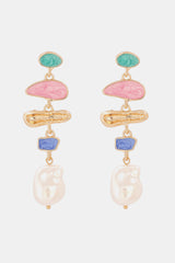 Abnormal Shpae Zinc Alloy Synthetic Pearl Dangle Earrings - Flyclothing LLC