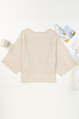 Round Neck Exposed Seams Pullover Sweater - Flyclothing LLC