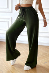 Drawstring Wide Leg Pants with Pocketed - Flyclothing LLC