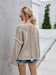 Boat Neck Dropped Shoulder Sweater - Trendsi