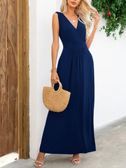 Surplice Neck Sleeveless Maxi Dress - Flyclothing LLC