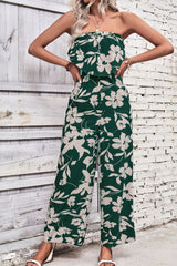 Floral Strapless Wide Leg Jumpsuit - Flyclothing LLC