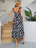 Two-Tone Low Back Midi Dress - Flyclothing LLC