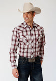 Roper Mens Berry Black And Tan Plaid Long Sleeve Snap Western Shirt - Flyclothing LLC