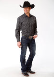 ROPER MENS BLACK AND GREY FLORAL PRINT LONG SLEEVE SNAP WESTERN SHIRT - Flyclothing LLC