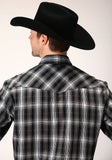 Roper Mens Long Sleeve Snap Black And White Plaid Western Shirt - Flyclothing LLC