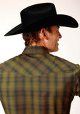 Roper Mens Long Sleeve Snap Black Gold Plaid Western Shirt - Flyclothing LLC