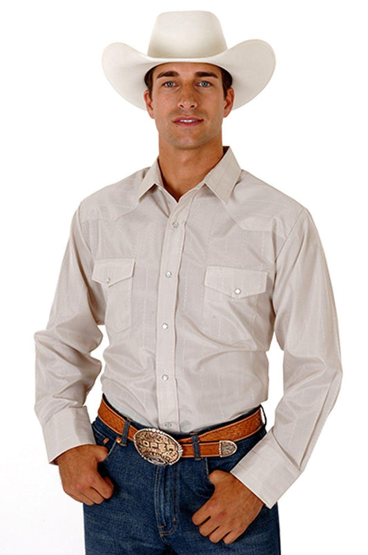 ROPER MENS TAN TONE ON TONE LONG SLEEVE SNAP WESTERN SHIRT - Flyclothing LLC