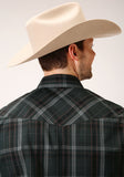 Roper Mens Long Sleeve Snap Forest Green And Navy Plaid Western Shirt Tall Fit - Flyclothing LLC