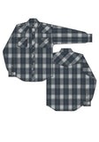 Roper Mens Long Sleeve Snap Navy Grey Ltblue Lg Scale Plaid Western Shirt Tall Fit