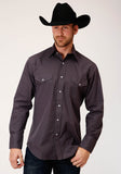 Roper Mens Long Sleeve Snap Grey Slubby Tone On Tone Western Shirt Tall Fit