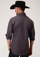 Roper Mens Long Sleeve Snap Grey Slubby Tone On Tone Western Shirt Tall Fit - Flyclothing LLC