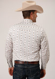 Roper Mens Long Sleeve Snap Brown And Blue Wallpaper Stripe Western Shirt Tall Fit - Flyclothing LLC