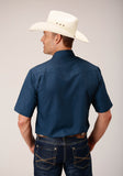 Roper Mens Short Sleeve Snap Solid Broadcloth Summer Navy Western Shirt - Flyclothing LLC