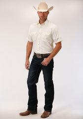 ROPER MENS CREAM SOLID BROADCLOTH SHORT SLEEVE SNAP WESTERN WESTERN - Flyclothing LLC