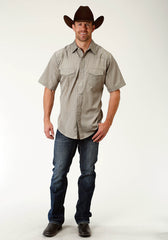 Roper Mens Green Tone On Ton Short Sleeve Snap Western Shirt - Flyclothing LLC