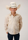 Roper Boys Long Sleeve Snap Cream Diamond Print Western Shirt