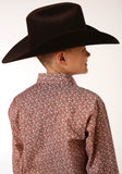 Roper Boys Long Sleeve Snap Red And Cream Vintage Floral Print Western Shirt - Flyclothing LLC