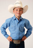 Roper Boys Long Sleeve Snap Solid Broadcloth Heritage Blue Western Shirt