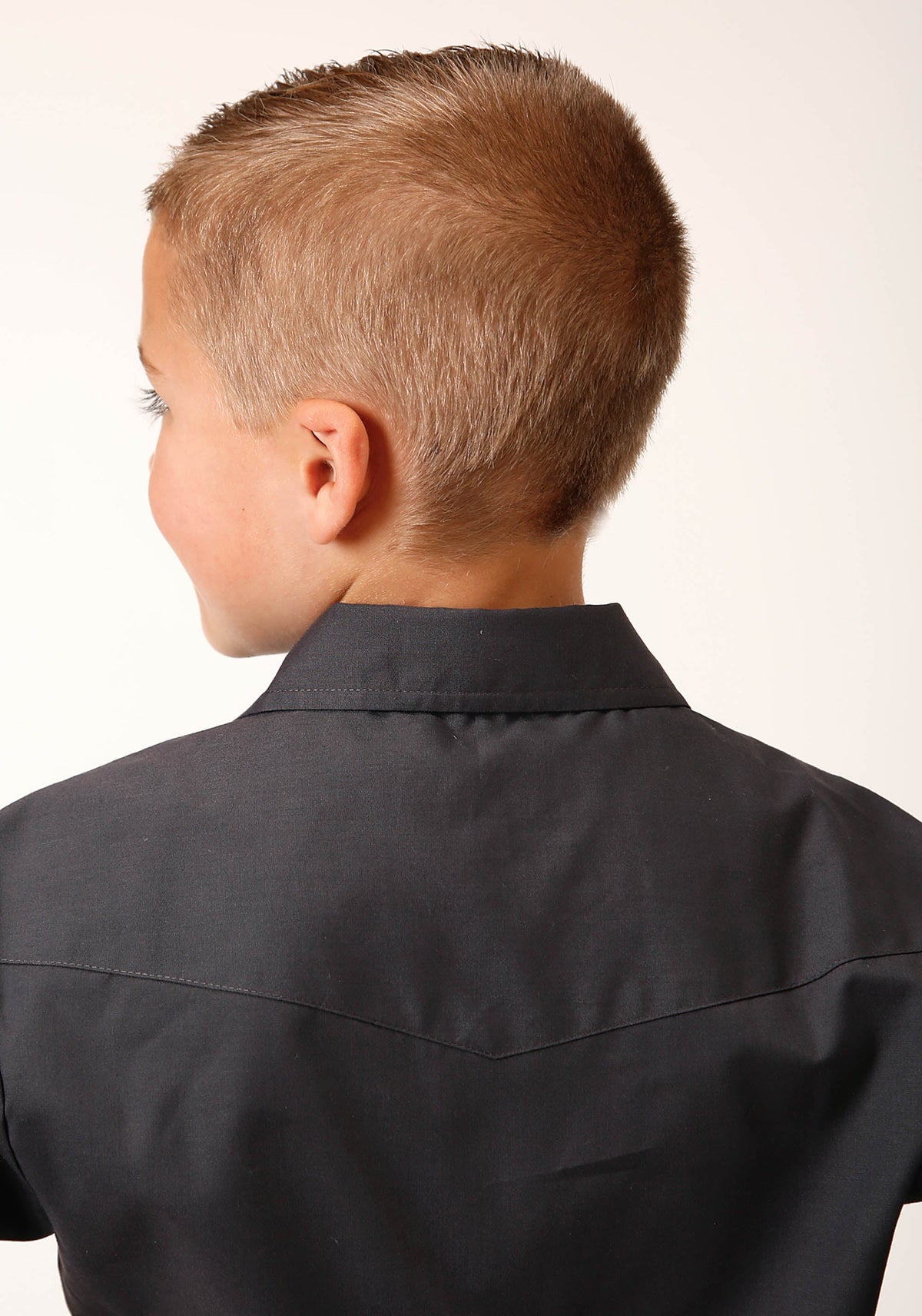 Roper Boys Long Sleeve Snap Solid Broadcloth Charcoal Western Shirt - Flyclothing LLC