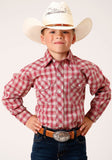 Roper Boys Long Sleeve Snap Red And Multi Colored Small Scale Western Shirt