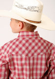 Roper Boys Long Sleeve Snap Red And Multi Colored Small Scale Western Shirt - Flyclothing LLC