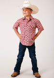 Roper Boys Short Sleeve Snap Red And Multi Colored Small Scale Western Shirt - Flyclothing LLC