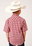 Roper Boys Short Sleeve Snap Red And Multi Colored Small Scale Western Shirt - Flyclothing LLC