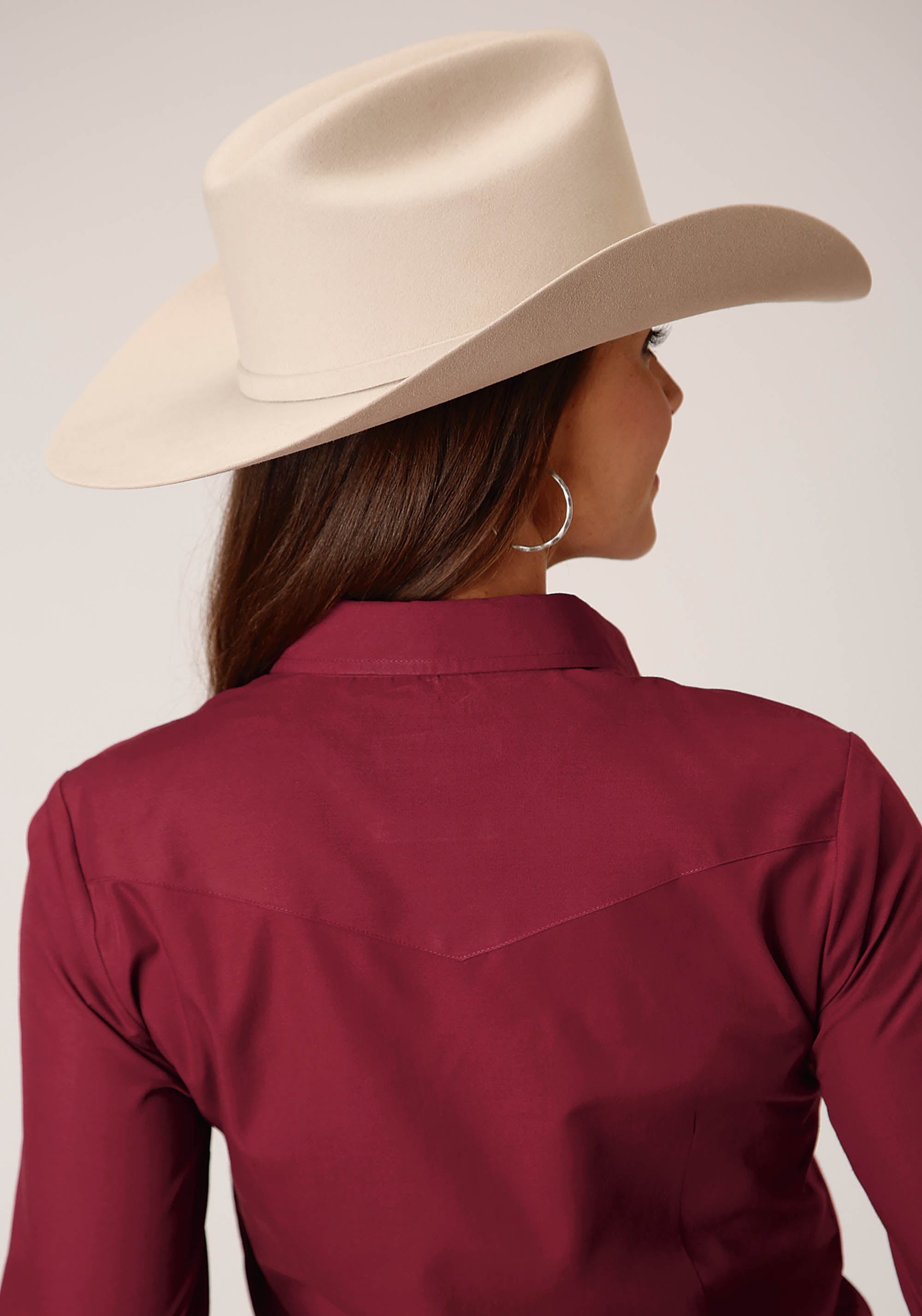 Roper Womens Long Sleeve Snap Solid Broadcloth Deepoly Rayonusset Western Shirt - Flyclothing LLC